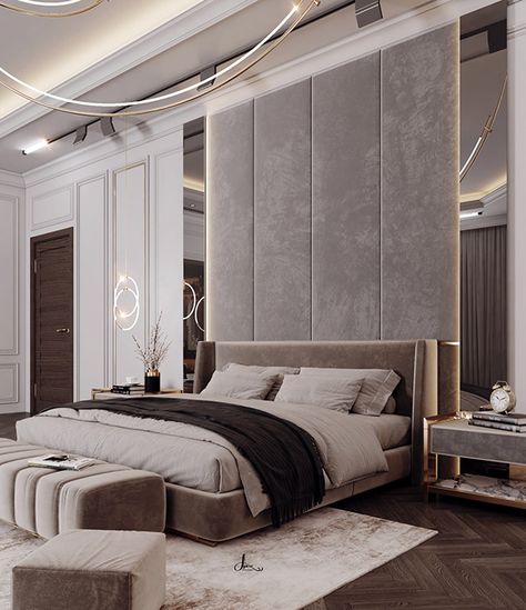 M.Bed room & Bath room on Behance Luxe Bedroom, Bedroom Interior Design Luxury, Modern Luxury Bedroom, Luxury Bedroom Master, Bedroom Bed Design, Classic Bedroom, Bed Furniture Design, Modern Bedroom Design, Room Design Bedroom