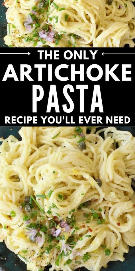 Easy Meatless Pasta, Lemon Artichoke Pasta, Meatless Pasta, Weeknight Pasta, Artichoke Pasta, Pasta Side Dishes, Pasta Sides, Artichoke Recipes, Recipes Pasta