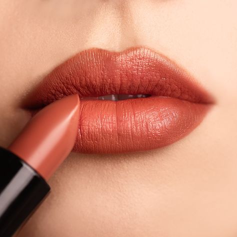 Description: Be unapologetically bold in our intensely-pigmented, long-wearing Dissent Matte Lip Collection colors . ✨Bittersweet✨, our only nude lip color in the DISSENT Collection. Bittersweet is a soft reddish tan. All lipsticks in the DISSENT collection are cruelty-free, gluten-free, paraben-free and vegan. All made with 🖤 in the U.S . 💕 How to Apply: After exfoliating your lips, add moisturizer, then use a lip liner to get the desired shape. Apply your matte lipstick and blot on a piece o Rust Lip Color, Colorful Red Hair, Dark Peach Lipstick, Rust Red Lipstick, Fall Wedding Lip Color, Peach Lipstick Makeup, Rust Lipstick, Soft Red Lip, Terracotta Lipstick