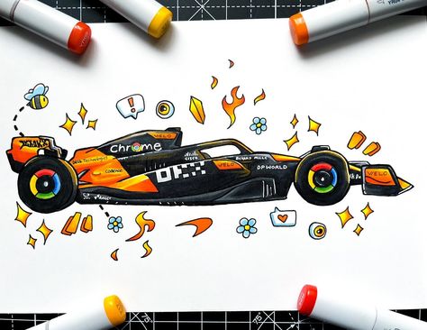 MCL38 🏎️✨🟠 - I had to restart this one twice because I kept messing up the proportions 💀 I was stuck whether to add the small doodles around the car or to just leave it as it was, but I think they are a nice touch so I’m happy I did that :) - @mclaren @landonorris @oscarpiastri - - #art #artist #drawing #traditionalart #illustration #doodle #doodleart #vexx #gawx #cartoonart #formula1 #f1 #mclaren #mcl38 #f1fanart #formula1fanart #landonorris #oscarpiastri Mclaren Drawing F1, Formula 1 Doodle, F1 Car Illustration, F1 Car Doodle, Formula One Car Drawing, F1 Cars Drawing, Formula One Art, F1 Art Paintings, Formula One Drawing