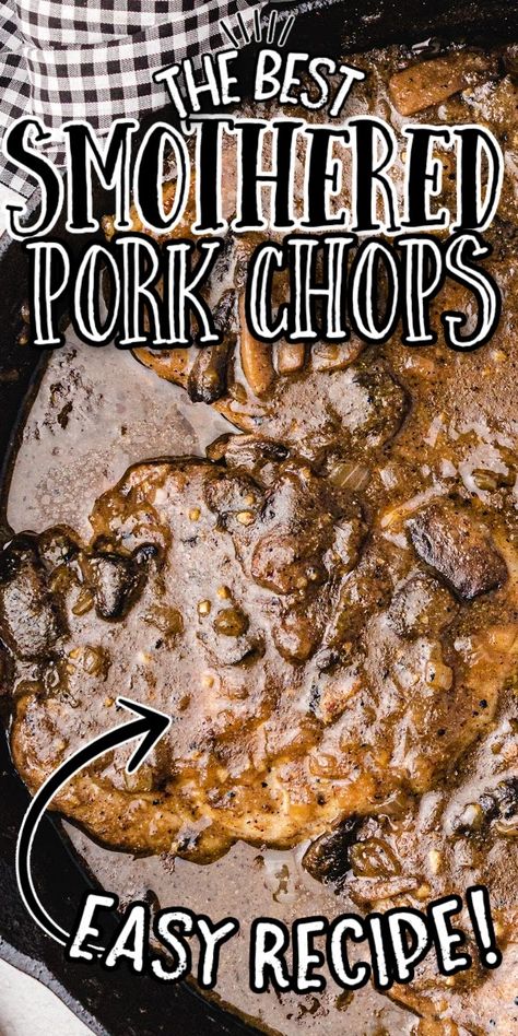 These pork chops are simple to make and they are so flavorful. I love to pair them with some roasted vegetables or homemade mashed potatoes for a delicious, hearty dinner. Sauteed Pork Chops With Onions, Sides To Have With Pork Chops, Best Smothered Pork Chops, Pork Chops And Mashed Potatoes, Stovetop Pork Chops, Slow Cooked Pork Chops, Southern Smothered Pork Chops, Onion And Mushroom Gravy, Pork Sirloin Chops