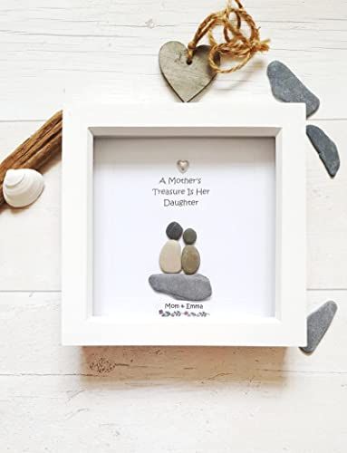 Rock People, Beach Finds, Picture Gifts, Mom Art, Gift Inspiration, Handmade Wall Art, Etsy Christmas, Gift For Daughter, Beach Stones