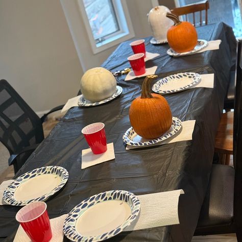 Get tips on your next fall night with friends and host a pumpkin paint party!! #newpost #pumpkinpaintingparty #fallseason🍁 #pumpkinseason #hosttips #blissfullysarah #tips #crafttimeishappytime Pumpkin Painting Table Set Up, Pumpkin Paint Night Party, Hosting A Pumpkin Painting Party, Spray Paint And Dawn Dish Soap Pumpkins, Pumpkin Painting Party, Autumn Night, Pumpkin Seasoning, Painted Pumpkins, A Pumpkin