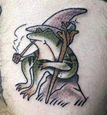 the mad chameleon tattoo - Google Search Magic Frog Tattoo, Old School Frog Tattoo, Frog Wizard Tattoo, Bullfrog Tattoo, Wizard Frog Tattoo, Traditional Wizard Tattoo, Frog Flash Tattoo, Traditional Frog Tattoo, Frogs Tattoo