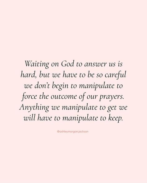 Waiting on God can almost feel painful at times. You love Him & want His best but this feels far too long and you just want to see something, anything change! But it’s in these seasons we have to be careful we don’t move from trust into manipulating to get the outcomes we want. When we do this we make the choice that God’s timing is taking too long, ours is better, and so we will help Him. One example of this was Sarai in Genesis 16. God promised Abram a descendant but it was taking For-ev-... God And Waiting, God Timing Quotes Relationships, Waiting On Gods Timing, Time Quotes Relationship, Dinner Prayer, Moving Forward Quotes, Christian Content, Waiting On God, Biblical Encouragement