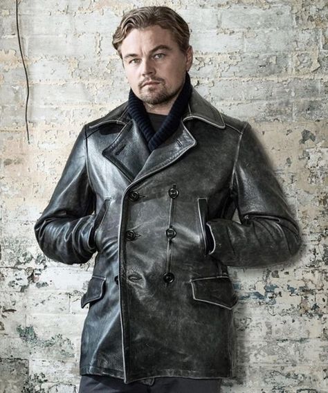 55+ Dynamic And Fashionable Pea Coats For Men | Fashion Hombre Peacoat Men, Mens Leather Coats, Jackets Men Fashion, Vintage Leather Jacket, Cool Jackets, Mens Leather, Leather Blazer, Black Leather Jacket, Leonardo Dicaprio