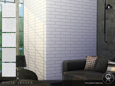 Pralinesims' White Bricks Sims 4 Cc Brick Wallpaper, White Bricks, Sims 4 Kitchen, Sims 4 Tsr, Die Sims 4, Sims 4 Expansions, Casas The Sims 4, 4 Wallpaper, Sims Four