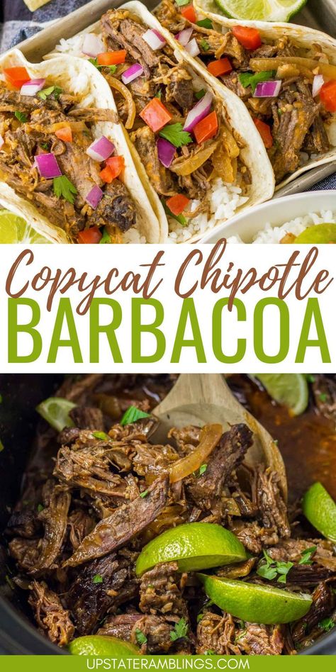 Copycat Chipotle Barbacoa Chipotle Bowl Copycat, Chipotle Copycat Pico De Galo, Barbacoa Tacos Recipe, Chipotle Beef Burrito, Chipotle Beef Recipe, Chipotle Bar, Barbacoa Burrito Bowl, Chipotle Bowls At Home, Authentic Barbacoa