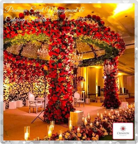 Pakistani Wedding Decor, Reception Stage Decor, Themed Wedding Decorations, Destination Wedding Decor, Red Wedding Theme, Wedding Background Decoration, Wedding Entrance Decor, Wedding Stage Design, Classic Wedding Decorations