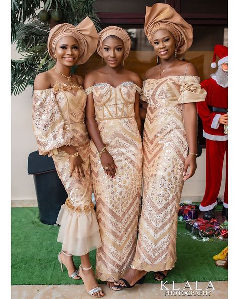 #BMLOVESTORY19 Champagne Gold Asoebi Pc: Klalaphotography Gold Asoebi, Aso Ebi Styles Lace, Lace Asoebi Styles, Nigerian Dress Styles, Aso Ebi Lace, Aso Ebi Lace Styles, Nigerian Dress, African Wedding Attire, African Lace Styles