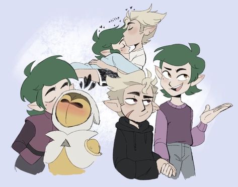 Hundric, Goldric, Edric Blight, Hunter, The owl house Toh Ships, Toh Hunter, Golden Guard, House Hunters, Gay Art, Cartoon Shows, Ship Art, Green Hair, Owl House