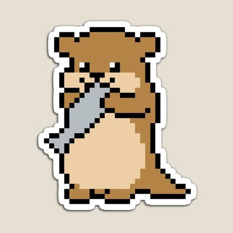 Otter Sticker, Easy Pixel Art, Retro Gamer, Sticker Cute, Cute Kawaii, Otters, Art Digital, Pixel Art, Digital Drawing