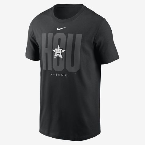 This Houston Astros Fashion Local T-Shirt features bold team graphics and soft cotton fabric to help get you ready for game day. Astros T Shirt, Team Cap, Nike Fashion, City Prints, Branded Shirts, Houston Astros, Men's Nike, Game Day, Cotton Shorts