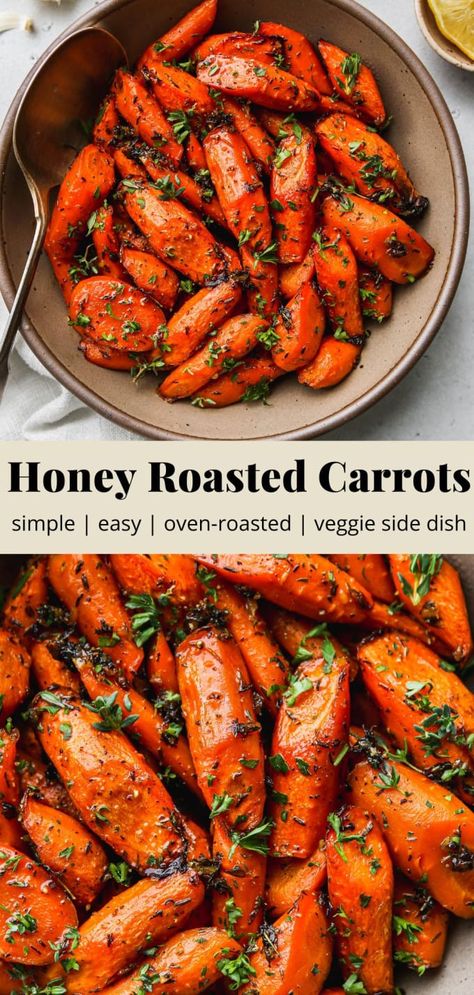 Simple Honey Roasted Carrots (Oven 400F) | Walder Wellness, RD Carrots Oven, Carrots In Oven, Oven Roasted Carrots, Honey Carrots, Carrots Side Dish, Traditional Thanksgiving Recipes, Roasted Carrots Recipe, Honey Roasted Carrots, Roasted Vegetable Recipes