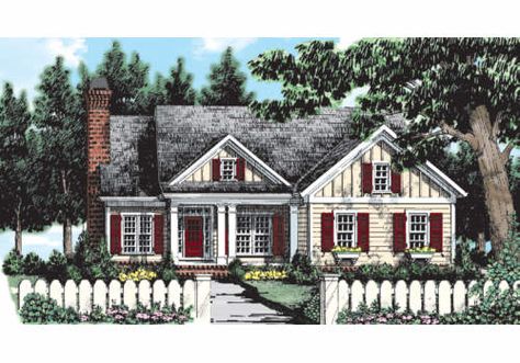 Abbotts Pond House Plan - Charm and character can be found in every nook and cranny of this cozy cottage design. Downsizing House, Frank Betz, Country Cottage Homes, Covered Back Porch, Bear Island, Covered Front Porch, Cottage Style House Plans, Monster House Plans, Say Please