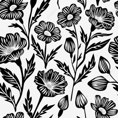 linocut flowers seamless pattern artistic block print blossom png Linocut Flowers, Motif Batik, Blossom Print, Transparent Image, Flower Leaf, Linocut, Free Png, Background Patterns, Png Image