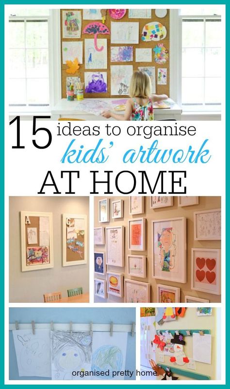 Use the kids artwork as fun decor in your home with any of these gorgeous and simple ideas.  Display the art and craft your children bring home from day care or pre-school. #kids #storage #kidsartwork #kidsrooms Display Kids Artwork, Displaying Childrens Artwork, Diy Kids Art, Displaying Kids Artwork, Kids Canvas Art, Exposition Photo, Art Display Kids, Childrens Artwork, Playroom Art