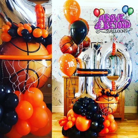 Basketball Balloon Bouquet, Basketball Balloons, Nba Party, Bouquet Balloons, Balloon Tower, Twisting Balloons, Basketball Party, Basketball Theme, Basketball Birthday