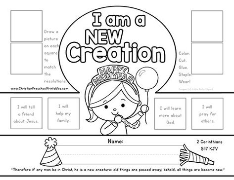 New Year's Bible Printables - Christian Preschool Printables Christian New Years Crafts For Kids, New Years Bible Lesson For Preschool, New Years Bible Crafts For Kids, Winter Sunday School Lessons For Kids, New Years Church Crafts For Kids, New Years Eve Bible Lesson For Kids, New Year’s Eve Sunday School Lesson, New Years Lesson For Kids Church, New Year Sunday School Crafts