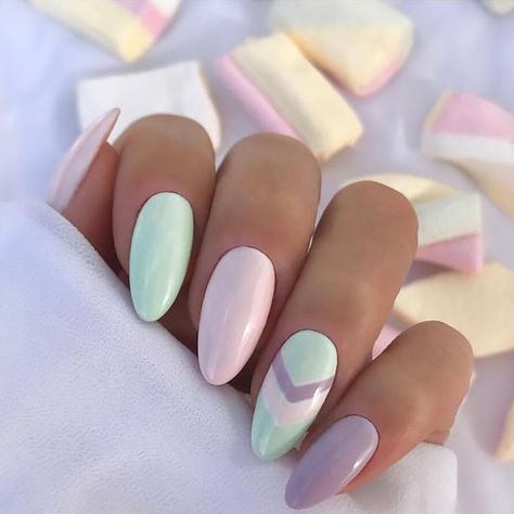 Mint Nails, Natural Ombre, Pastel Nails Designs, Nagellack Trends, Almond Nails Designs, Easter Nails, Nails Gel, Pastel Nails, Chic Nails