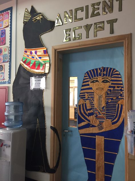 Cat God Egyptian Door For Classroom, Egyptian Classroom Decorations, Egypt Theme, Egypt Decorations Classroom, Egypt Vbs Decorations, Egypt Display, Egypt Decorations, Ancient Egypt Unit Study, Egyptian Themed Party