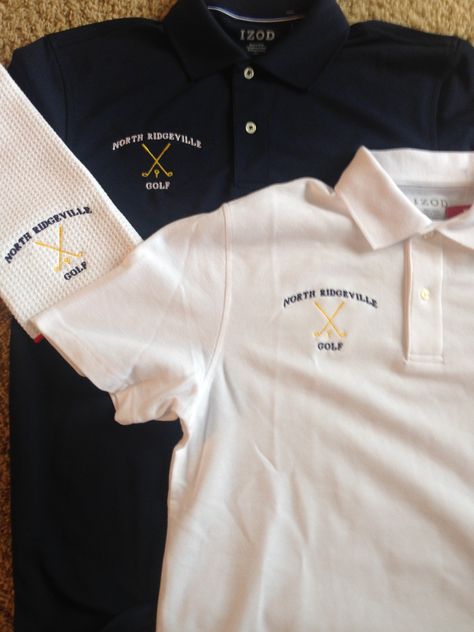 These are golf shirts for a fundraiser for my son's high school golf team. Golf T Shirt Designs, School Polo Shirt Designs, Team Golf Shirt Ideas, School Golf Shirts Design, High School Golf, Golf Shirt, Golf School, Airport Fits, Golf Set