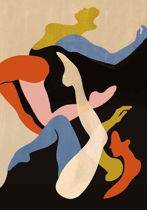 Dancing Women: An Interview with Laura Peretti Abstract Body Illustration, Abstract Dance Art, Dance Art Abstract, Dance Illustration Art, Dance Mural, Dance Graphic Design, Mini Theater, Dancing Illustration, Dancing Painting