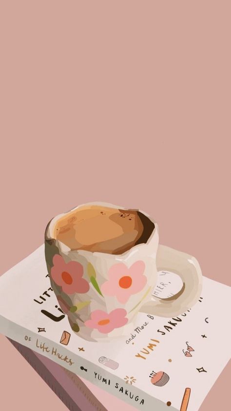 Coffee Lockscreen Aesthetic, Pink Coffee Aesthetic, Procreate Pocket, Backgrounds For Android, Tea Wallpaper, Beach Captions, Jelly Wallpaper, Coffee Drawing, Pink Coffee