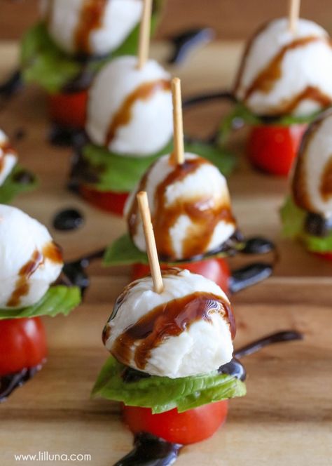 Simple, quick and delicious Caprese Kabobs take minutes to throw together and are perfect for any party or get together.