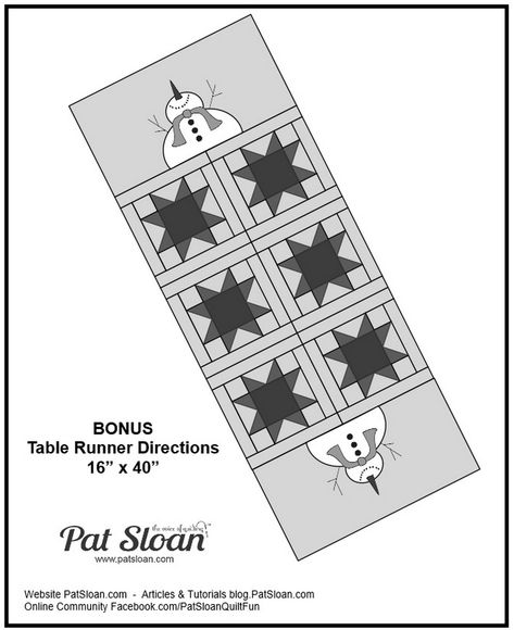 Pat sloan jan button club lets go snow pic 5 Snowman Quilt Patterns, Quilt Banner, Snowman Quilts, Tiny Quilts, Simple Snowman, Kitchen Sewing, Quilting Squares, Sewing Christmas, Quilting Digest