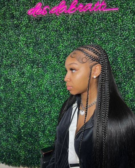 Braided Hairstyles With Beads, Sew In Straight Hair, Trendy Braided Hairstyles, Hairstyles With Beads, Quick Natural Hair Styles, Quick Weave Hairstyles, Braids Hairstyles Pictures, Braided Cornrow Hairstyles, Quick Braided Hairstyles