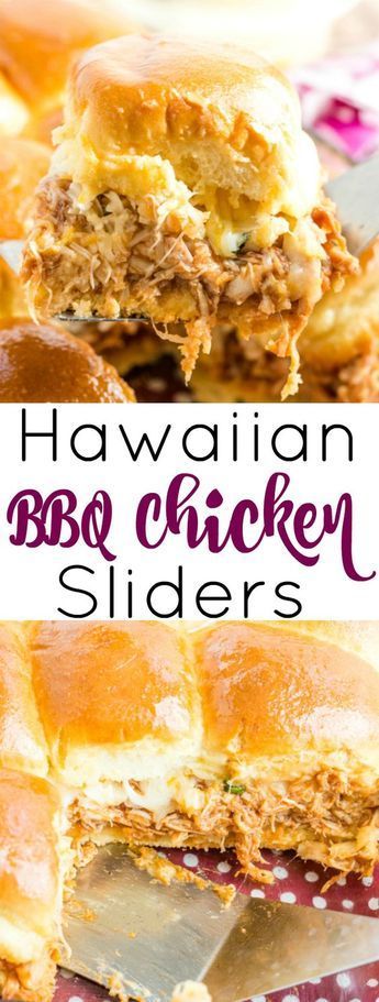 Enjoy game day with these sweet and tangy Hawaiian BBQ Chicken Sliders full of bbq chicken, pineapple, onions, cilantro and cheeses. Jordan Recipes, Tailgating Snacks, Small Sandwiches, Hawaiian Bbq Chicken, Potluck Food, Burgers Recipes, Bbq Chicken Sliders, Chicken Pineapple, Shredded Bbq Chicken