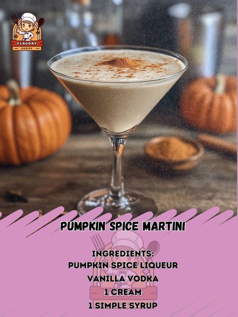 🍁🍸 Get into the fall spirit with our delicious Pumpkin Spice Martini! Perfect for cozy nights in. #PumpkinSpice #MartiniSeason 🎃 Pumpkin Spice Martini Ingredients: - 2 oz pumpkin spice liqueur - 1 oz vanilla vodka - 1/2 oz cream - 1/2 oz simple syrup - Pumpkin pie spice for garnish Instructions: 1. Fill a shaker with ice. 2. Add pumpkin spice liqueur, vanilla vodka, cream, and simple syrup. 3. Shake well until chilled. 4. Strain into a martini glass. 5. Sprinkle pumpkin pie spice on top. 6.... Pumpkin Spice Martini, Pumpkin Martini, Spiced Whipped Cream, Martini Ingredients, Vanilla Vodka, Daily Recipes, Fall Cocktails, Delicious Pumpkin, Pumpkin Pie Spice