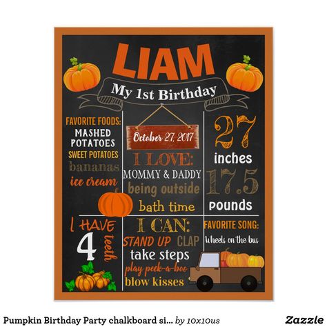 Pumpkin Birthday Party chalkboard sign 30th Birthday Party Food, Party Chalkboard Sign, Pumpkin Birthday Party, Fall First Birthday, Beer Basket, Fall 1st Birthdays, Party Chalkboard, Unicorn Party Food, Cocktail Party Themes