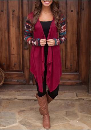 Leopard Color Block Criss-Cross Long Sleeve Blouse - Bellelily Asymmetrical Cardigan, Pink Lily Boutique, Burgundy Cardigan, Stitch Clothes, Ethnic Print, Printed Cardigan, Cool Sweaters, Look Chic, Long Sleeve Cardigan