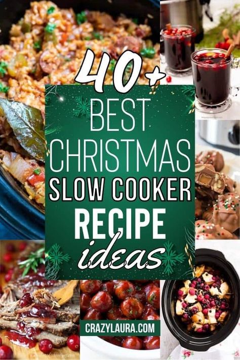 List of the Best Christmas Slow Cooker Recipe Ideas #ChristmasSlowCookerRecipes #SlowCooker #Crockpot #Recipes #Christmas Holiday Crockpot, Crockpot Holiday Recipes, Christmas Crockpot Recipes, Crockpot Party Food, Christmas Eve Meal, Christmas Dinner Sides, Slow Cooker Christmas, Holiday Appetizers Christmas, Crockpot Side Dishes