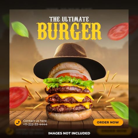 Burger Social Media Design, Cowboy Burger, Instagram Seo, Gadar 2, Ultimate Burger, Funny Life Lessons, Ebook Promotion, Liquid Diet, Modern Website