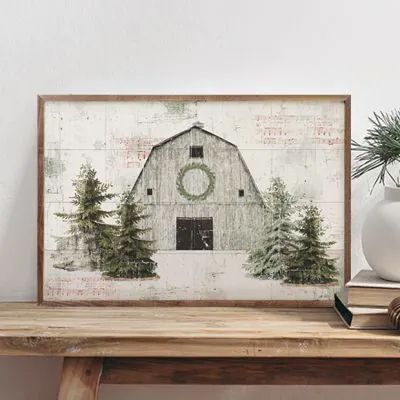 Farmhouse Wall Hangings, Large Christmas Wall Art, Farmhouse Decor Antique Farmhouse, Barn Wall Art, Katie Pertiet, Wood Crafting, Deer Decor, Winter Decorations, Winter Wall Art