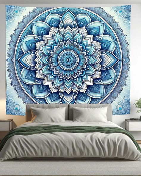 Bohemian Great Blue Indian Mandala Tapestry Psychedelic Wall Hanging Boho Decor Bohemian Great Blue Indian Mandala Tapestry Psychedelic Wall Hanging Boho Decor Elevate your living space with our India Mandala Tapestry Wall Hanging. This beautiful piece of Boho Decor will add a touch of elegance to your home, coffee shop, office, or any space you choose. With its vibrant design, it's more than just a tapestry; it's a work of art Size: Small - 150x 150cm (60x60 inches), Medium- 200 x 200cm (80... Coffee Shop Office, Hanging Boho Decor, Mandala Bedding, Home Coffee Shop, Kantha Cushions, Mandala Pillows, Mandala Tapestries Wall Hangings, Indian Mandala, Wall Hanging Boho