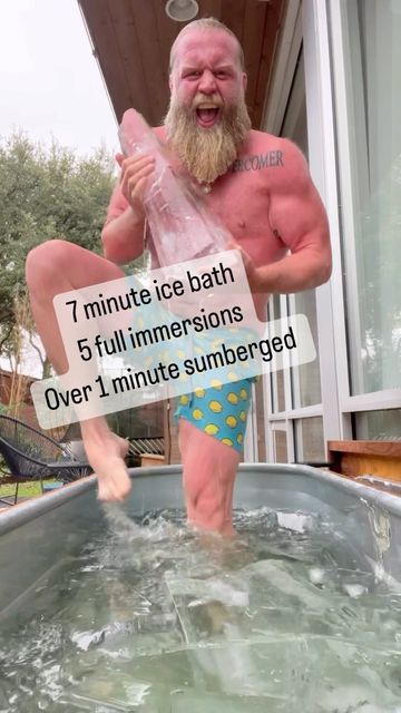 Justin "ᴛʜᴇ ʙɪɢ ᴘʏɢᴍʏ" Wren on Instagram: "Ice Bath tips for full submersion. This was a 7 minute ice bath. 5 full submersions. Over one minute under the ice. I don’t suggest 7 minutes to people with little experience or without intentional training with deliberate cold exposure. I have 13 years experience. Be smart 🙏 Listen to your body. I felt I needed it, that it would benefit me, and I feel great after. The point of this post is to encourage trying out dipping your head fully under at the b Ice Bath Benefits, Bath Tips, Cold Exposure, Bath Benefits, I Feel Great, Wim Hof, Ice Bath, Ice Baths, Cold Shower