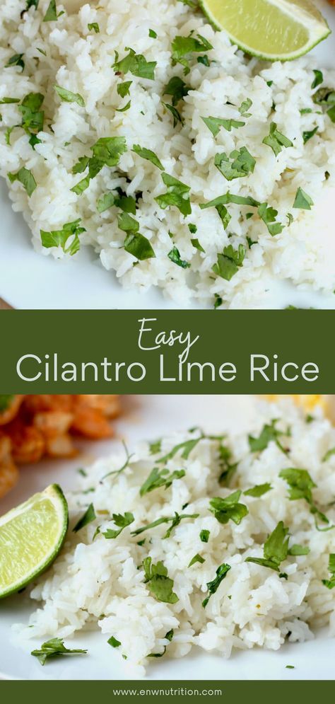 Easy Cilantro Lime Rice, Cilantro Rice Recipe, Easy Rice Side Dishes, Rice In A Rice Cooker, Chicken Cilantro, Cilantro Lime Rice Recipe, Lime Rice Recipes, Broth Chicken, White Rice Recipes