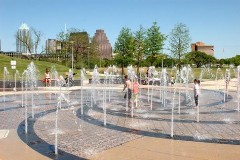 Liz Carpenter Fountain | AustinTexas.gov Fountain Plaza, Fountain Park, Fountain City, Plaza Design, Water Playground, Splash Park, Public Space Design, Desain Lanskap, Landscape Elements