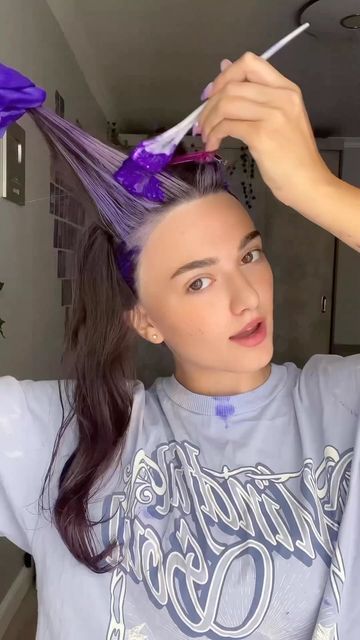 Blue Purple Money Piece Hair, Face Framing Purple Highlights, Black Blonde Purple Hair, Brown Hair With Purple Money Piece, Purple Hair Pink Money Piece, Black Hair Purple Money Piece, Purple Hair Money Piece, Money Piece Hair Blue, Purple Money Piece Hair Brunette