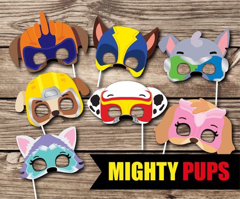 Paw Patrol Party Favors, Paw Decorations, Paw Patrol Birthday Decorations, Pup Patrol, Paw Party, Superhero Decorations, Photobooth Props Printable, Birthday Props, Paw Patrol Pups