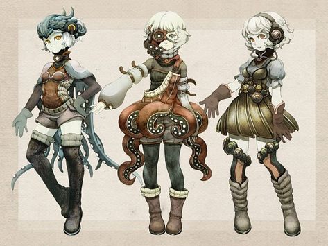 Steam Punk Character Design, Punk Character Design, Punk Character, Steampunk Octopus, Steampunk Tendencies, Steampunk Art, Game Character Design, Character Design References, Steam Punk