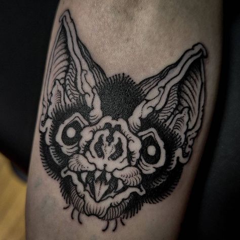 Witchy Doodles, Bat Head, Bat Face, Bats Tattoo Design, Latest Tattoo Design, Occult Tattoo, Traditional Style Tattoo, Type Tattoo, Bat Tattoo