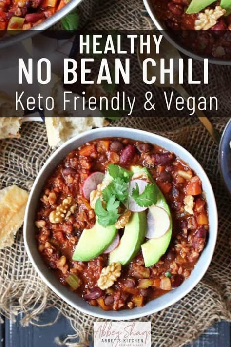 High Protein Low Carb Dinner, Chili Keto, Gluten Free High Protein, 1200 Calorie Diet Meal Plans, Vegan Keto Diet, Bean Chili Recipe, Vegan Keto Recipes, Boiled Egg Diet Plan, Chilli Recipes