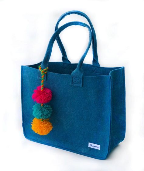 Pom Pom Tote Bag, Wool Bags, Multipurpose Bag, Eco Tote Bag, Tote Bags Handmade, Lightweight Bag, Purse Styles, Reusable Shopping Bags, Fabric Bags