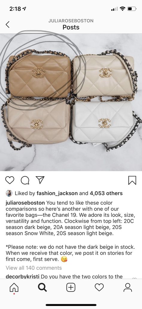 Chanel 19 Bag Colors, Chanel 19 Beige, Chanel 19 Bag Outfit, Beige Chanel Bag, Chanel 19 Bag, Chanel 19, Fashion Jackson, Beige Bag, Luxury Purses