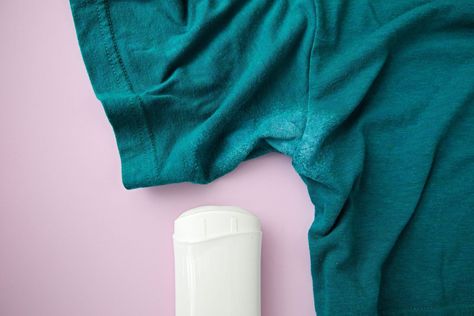 How to Get Deodorant Stains Out of Shirts — Remove Deodorant Residue Remove Armpit Stains, Remove Deodorant Stains, Native Deodorant, Yoga Information, Pit Stains, Armpit Fat, Deodorant Stains, Sweat Stains, Diy Clothes Life Hacks